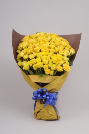 黄色いバラ100本花束